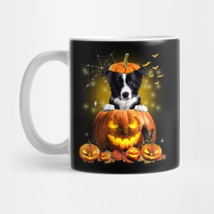 Border Collie Spooky Halloween Pumpkin Dog Head Mug